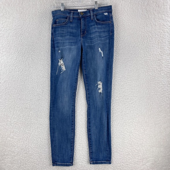 Current/Elliott Jeans Womens Size 28 Blue High Waist Stiletto Distressed Stretch - Picture 1 of 16